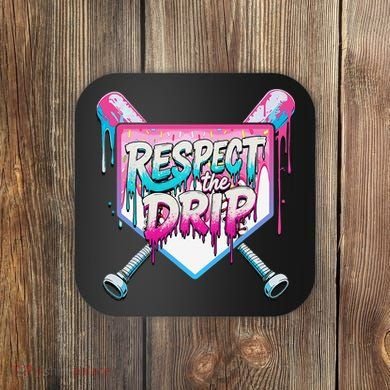 Respect The Drip Ice Cream Dripping Baseball Home Plate Coaster