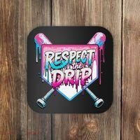 Respect The Drip Ice Cream Dripping Baseball Home Plate Coaster thumb 0