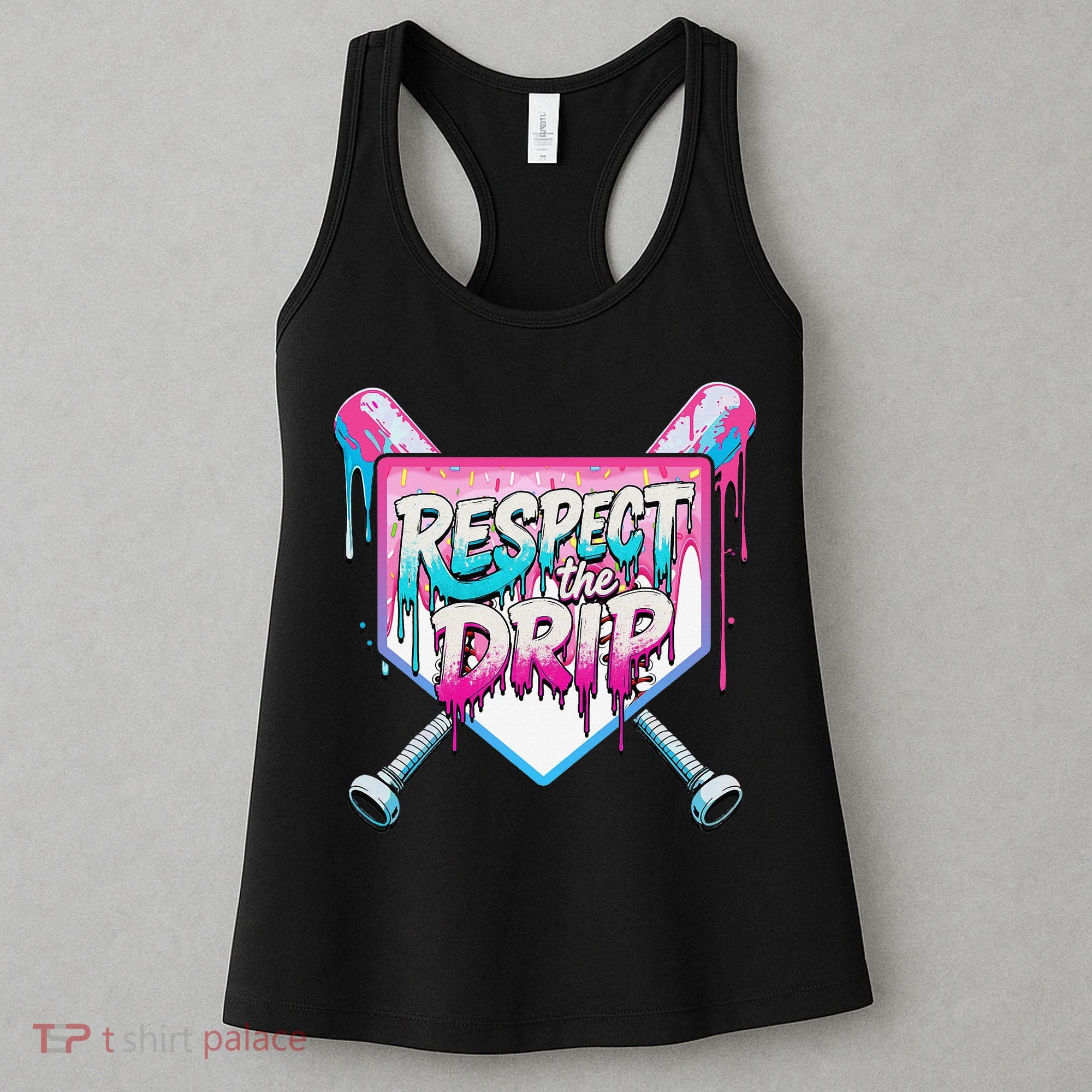 Respect The Drip Ice Cream Dripping Baseball Home Plate Women's Tank Top