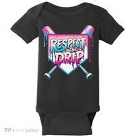 Respect The Drip Ice Cream Dripping Baseball Home Plate Baby Bodysuit thumb 0