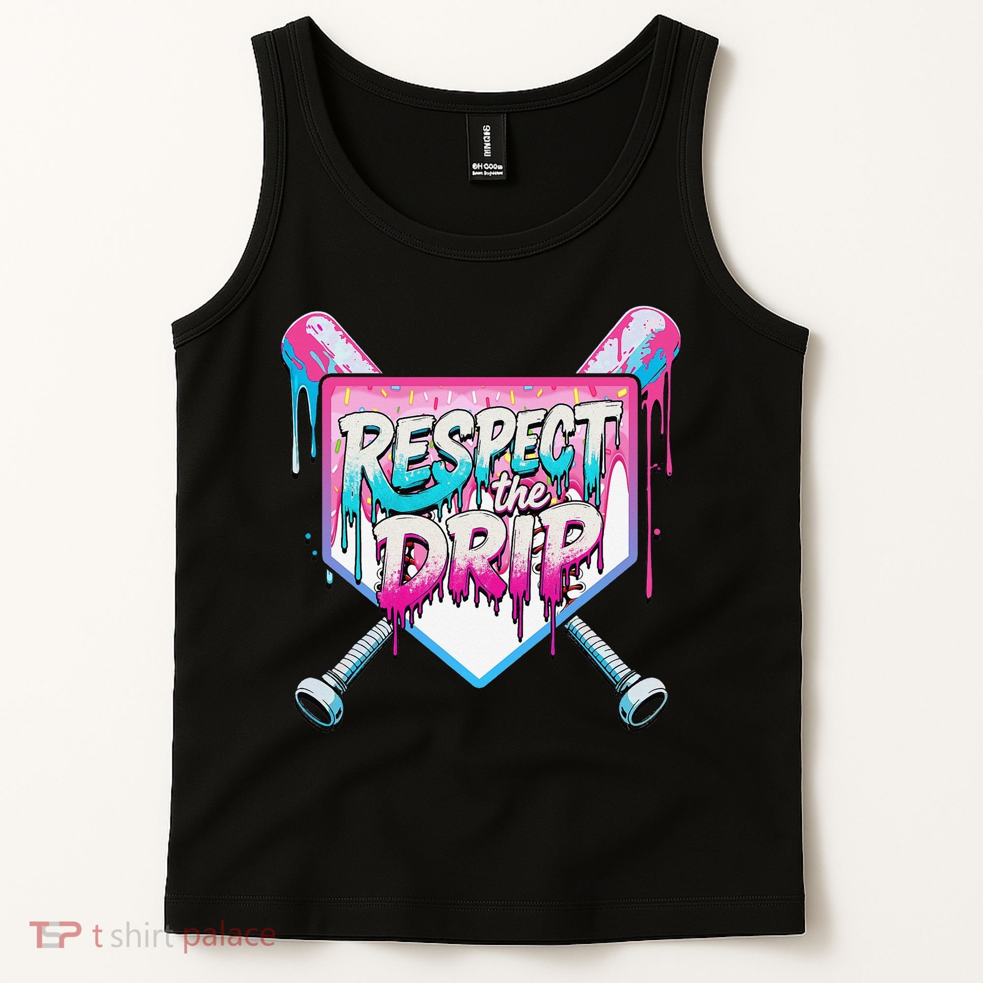 Respect The Drip Ice Cream Dripping Baseball Home Plate Tank Top