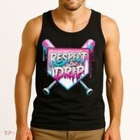 Respect The Drip Ice Cream Dripping Baseball Home Plate Tank Top thumb 3