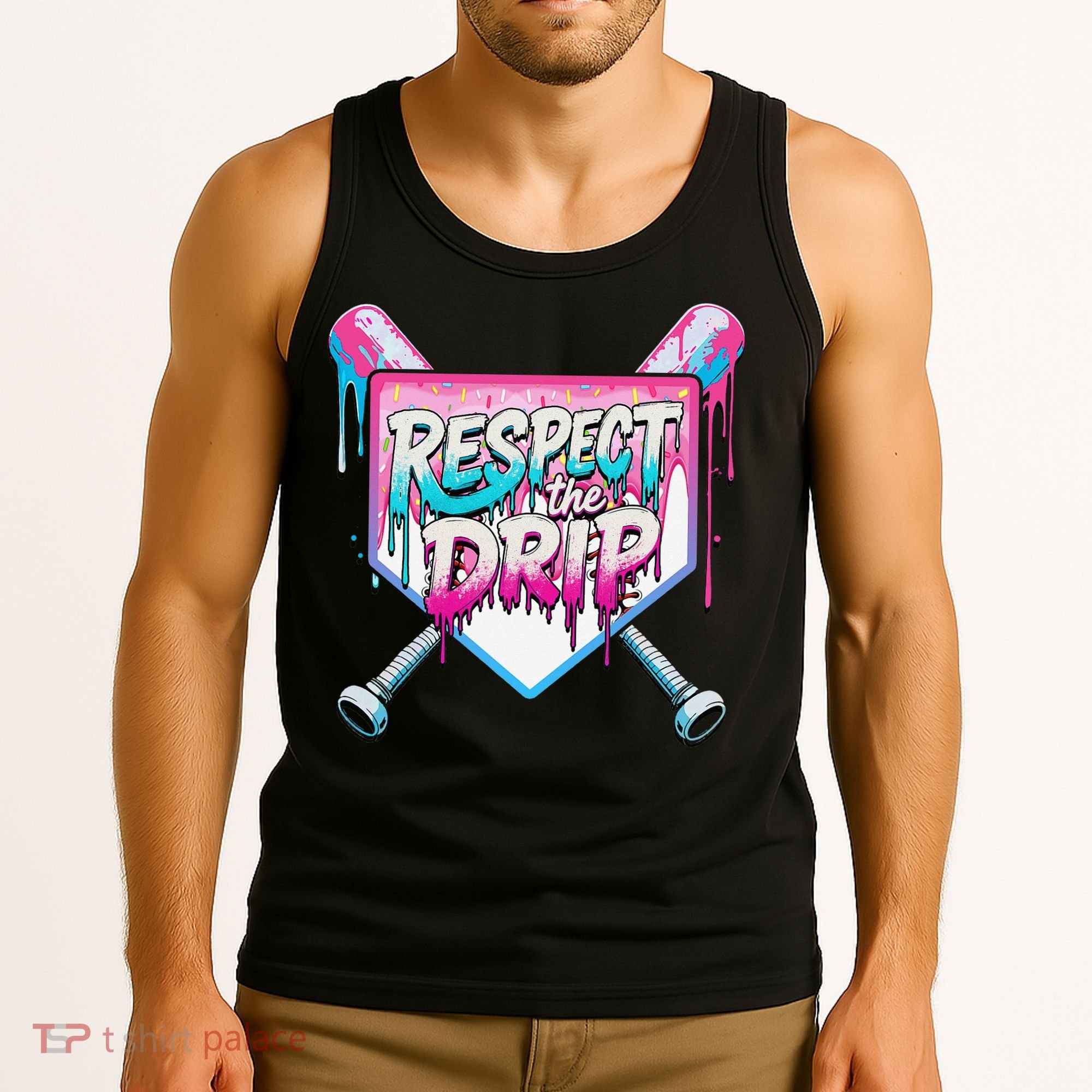 Respect The Drip Ice Cream Dripping Baseball Home Plate Tank Top