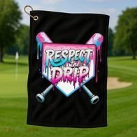Respect The Drip Ice Cream Dripping Baseball Home Plate Golf Towel thumb 1