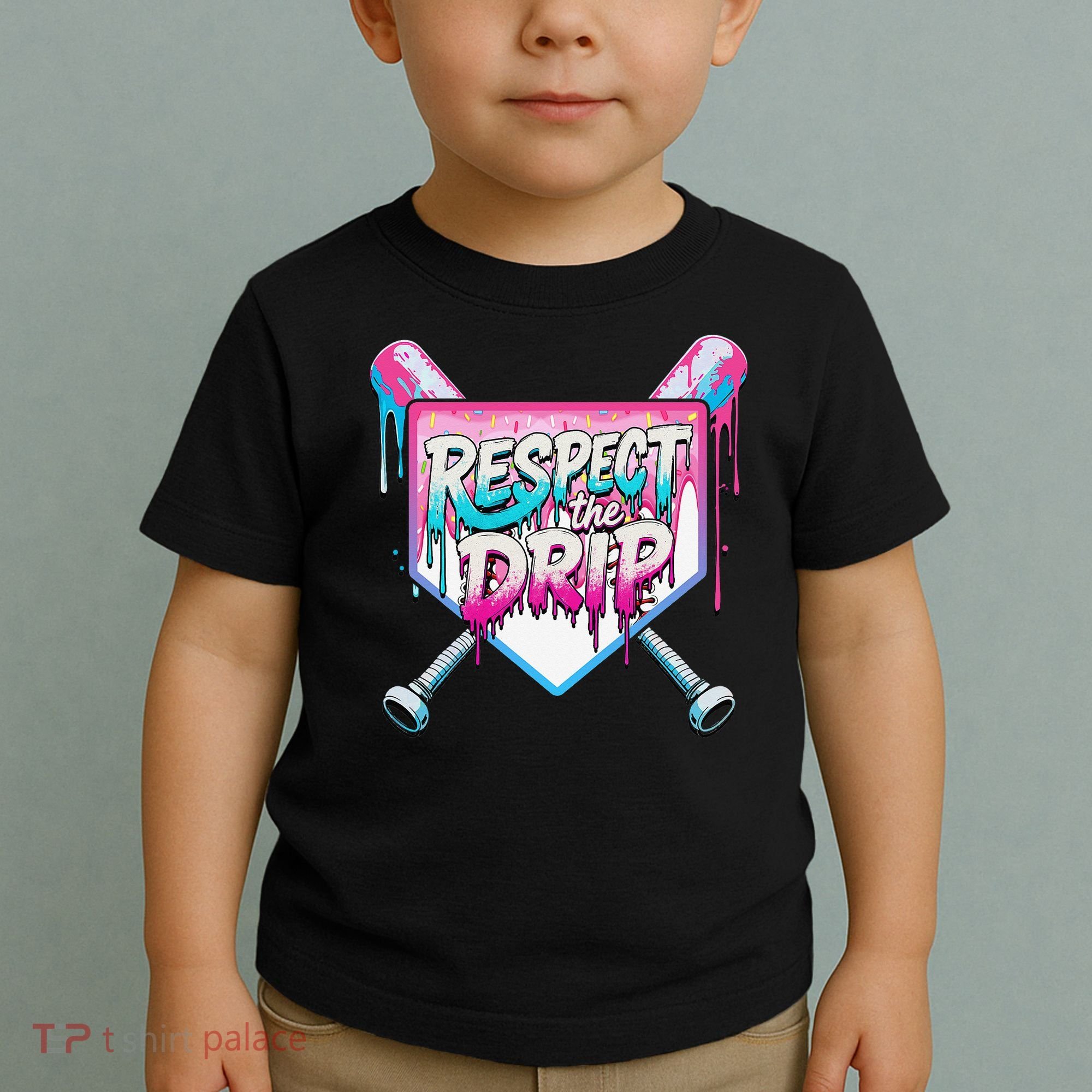 Respect The Drip Ice Cream Dripping Baseball Home Plate Toddler T-Shirt