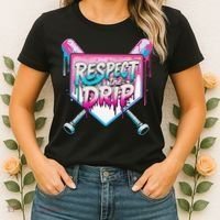 Respect The Drip Ice Cream Dripping Baseball Home Plate Women's T-Shirt thumb 2
