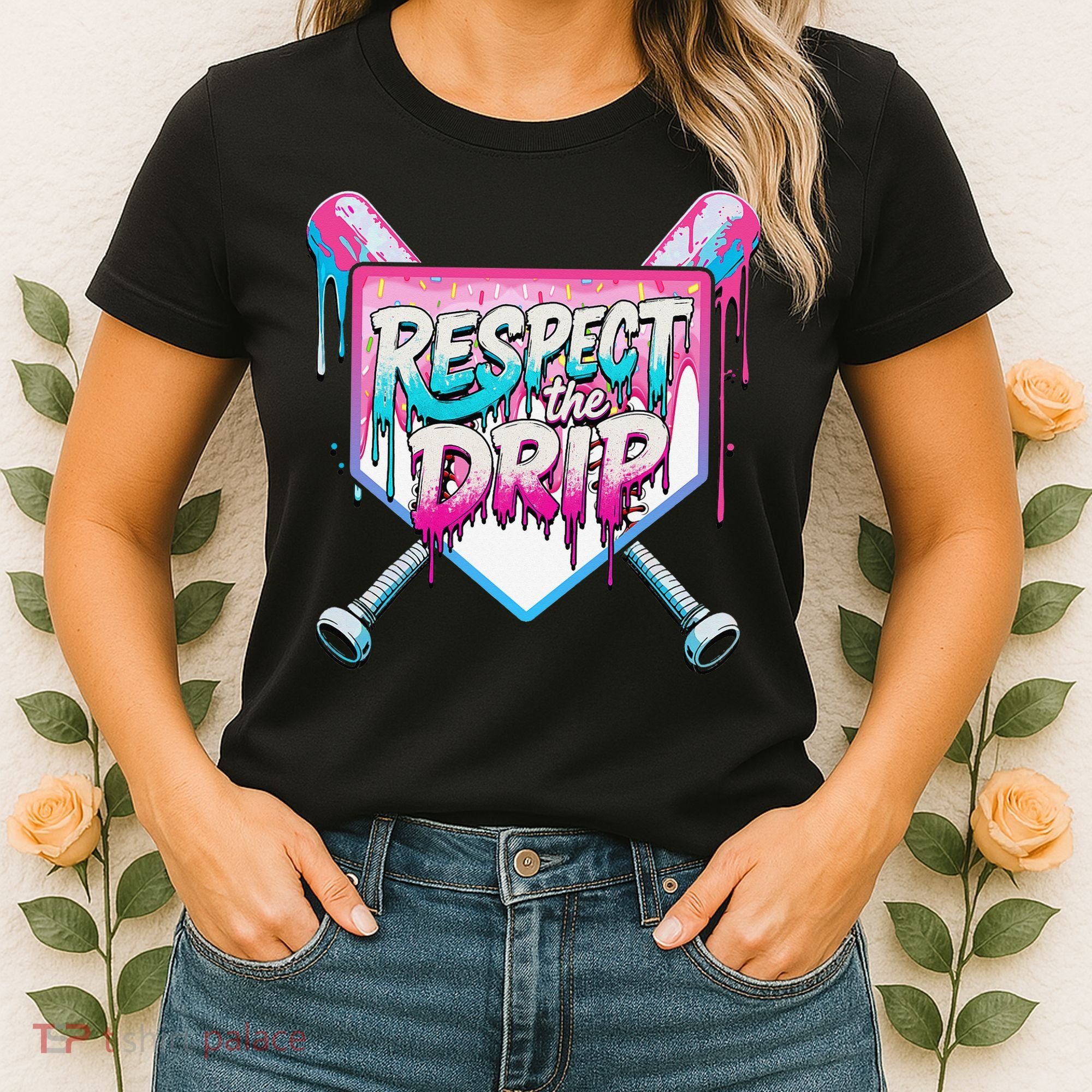 Respect The Drip Ice Cream Dripping Baseball Home Plate Women's T-Shirt