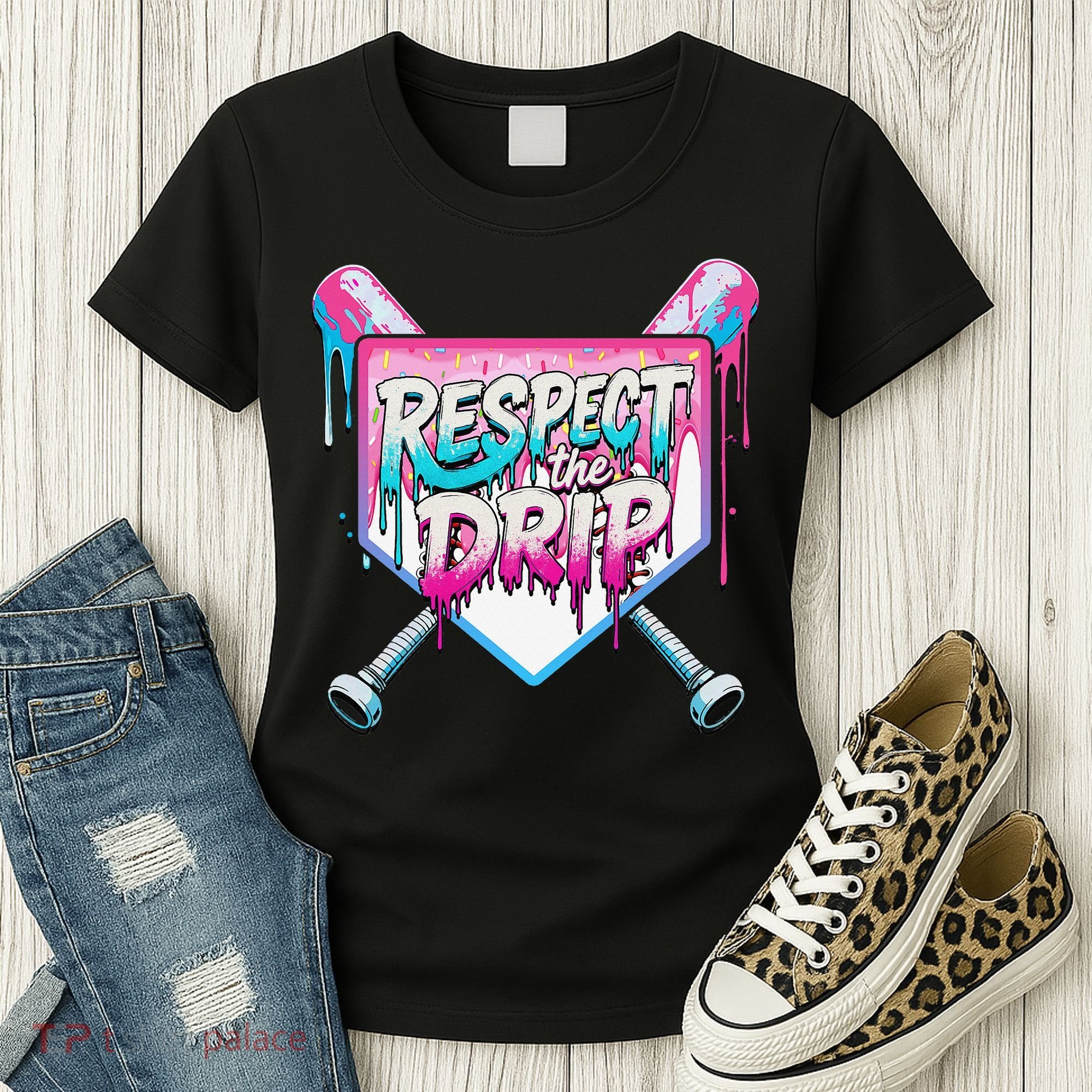 Respect The Drip Ice Cream Dripping Baseball Home Plate Women's T-Shirt