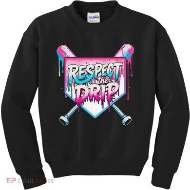 Respect The Drip Ice Cream Dripping Baseball Home Plate Kids Sweatshirt