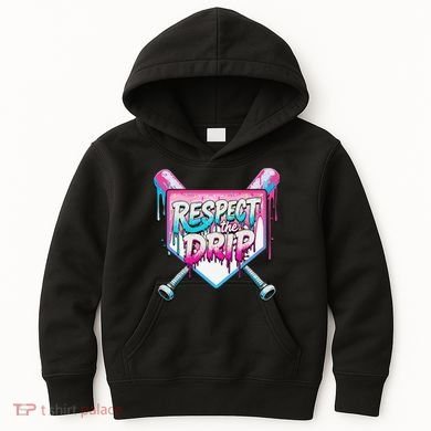 Respect The Drip Ice Cream Dripping Baseball Home Plate Kids Hoodie