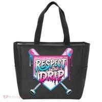 Respect The Drip Ice Cream Dripping Baseball Home Plate Tote Bag thumb 0