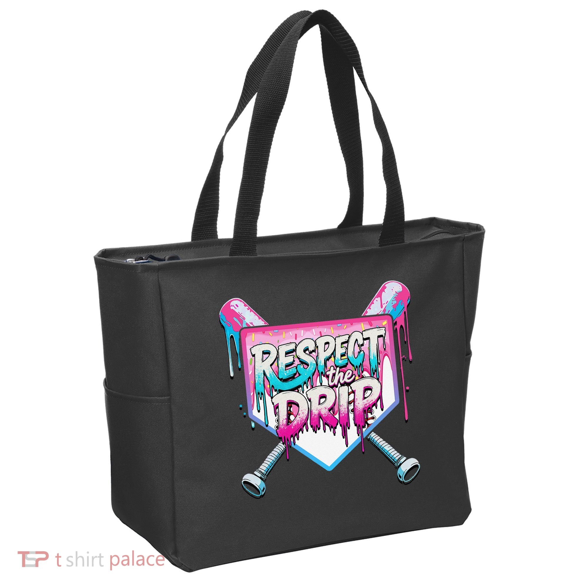 Respect The Drip Ice Cream Dripping Baseball Home Plate Tote Bag