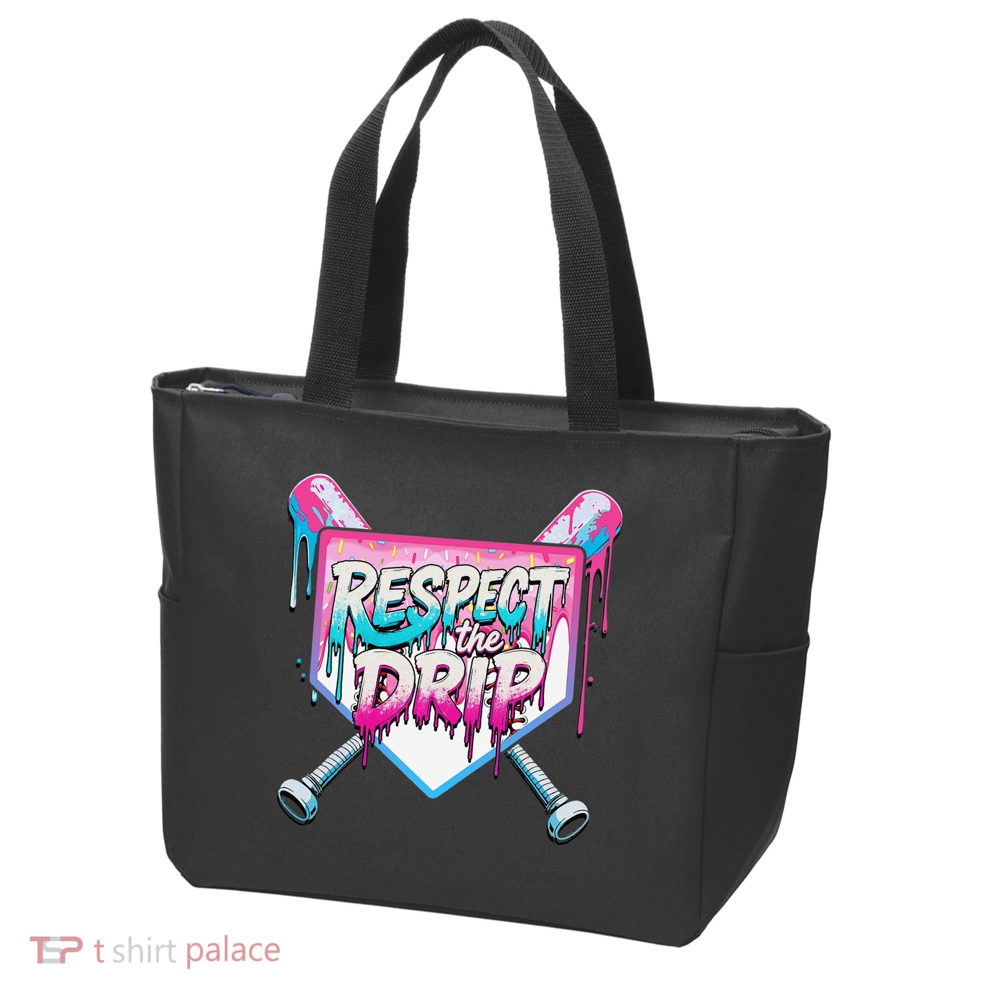 Respect The Drip Ice Cream Dripping Baseball Home Plate Tote Bag