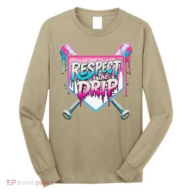 Respect The Drip Ice Cream Dripping Baseball Home Plate Long Sleeve Shirt