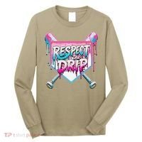 Respect The Drip Ice Cream Dripping Baseball Home Plate Long Sleeve Shirt thumb 0