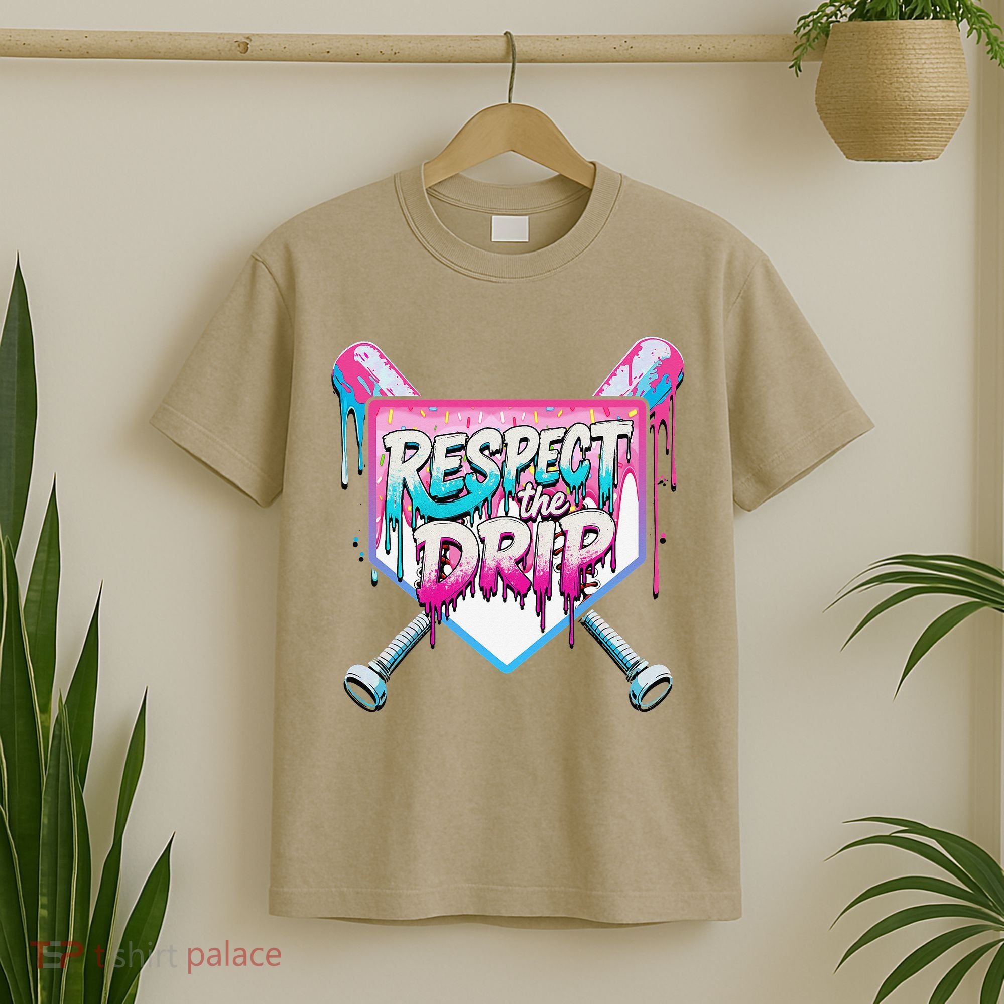 Respect The Drip Ice Cream Dripping Baseball Home Plate T-Shirt