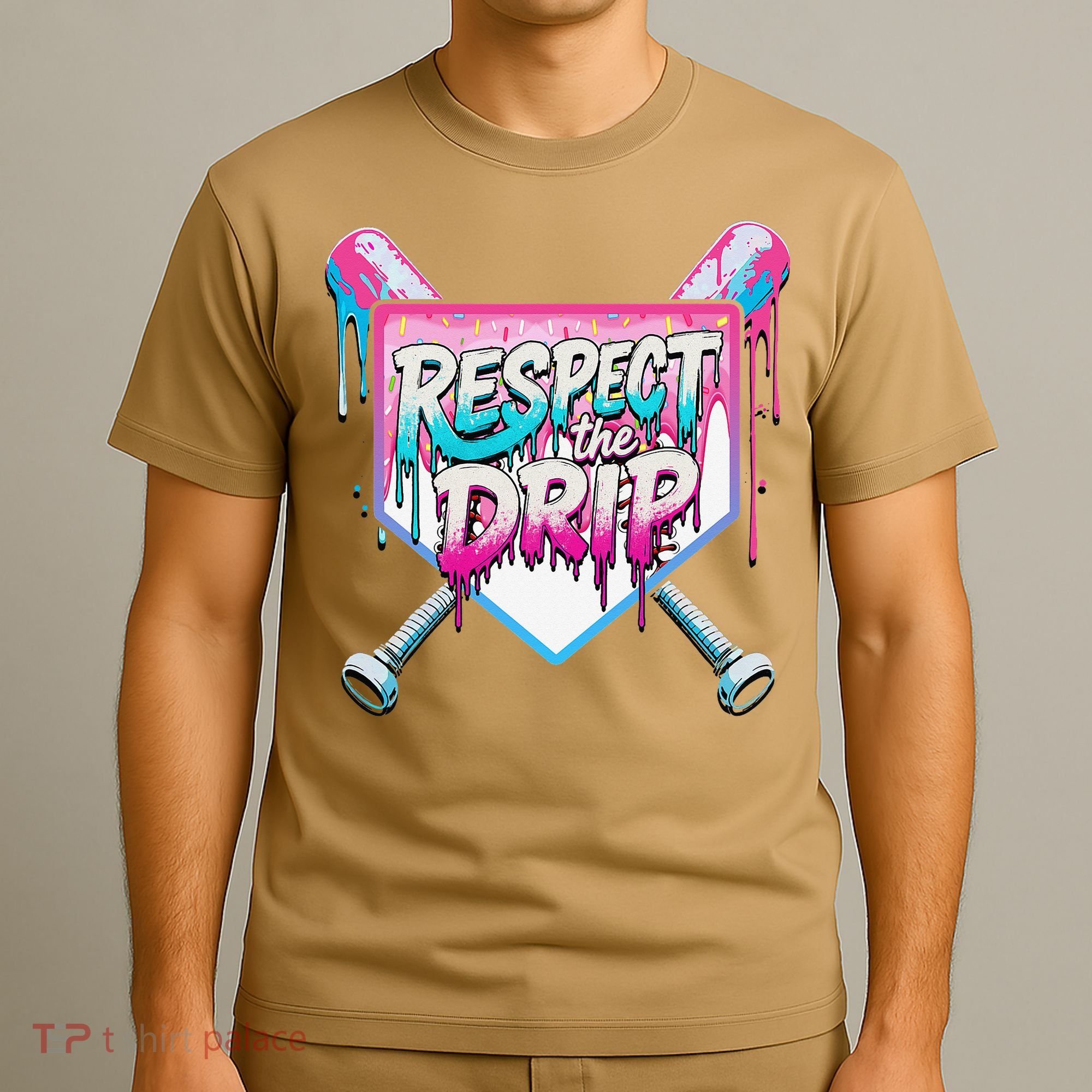 Respect The Drip Ice Cream Dripping Baseball Home Plate T-Shirt