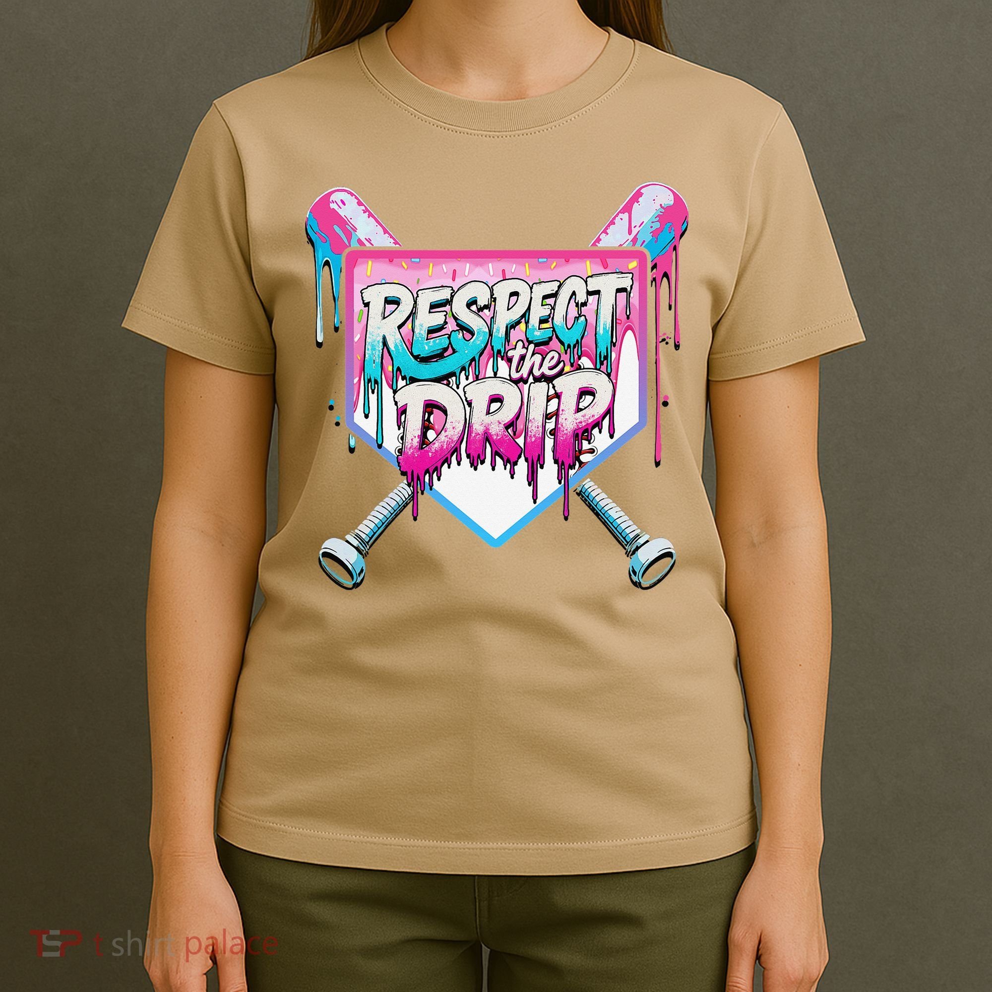 Respect The Drip Ice Cream Dripping Baseball Home Plate T-Shirt