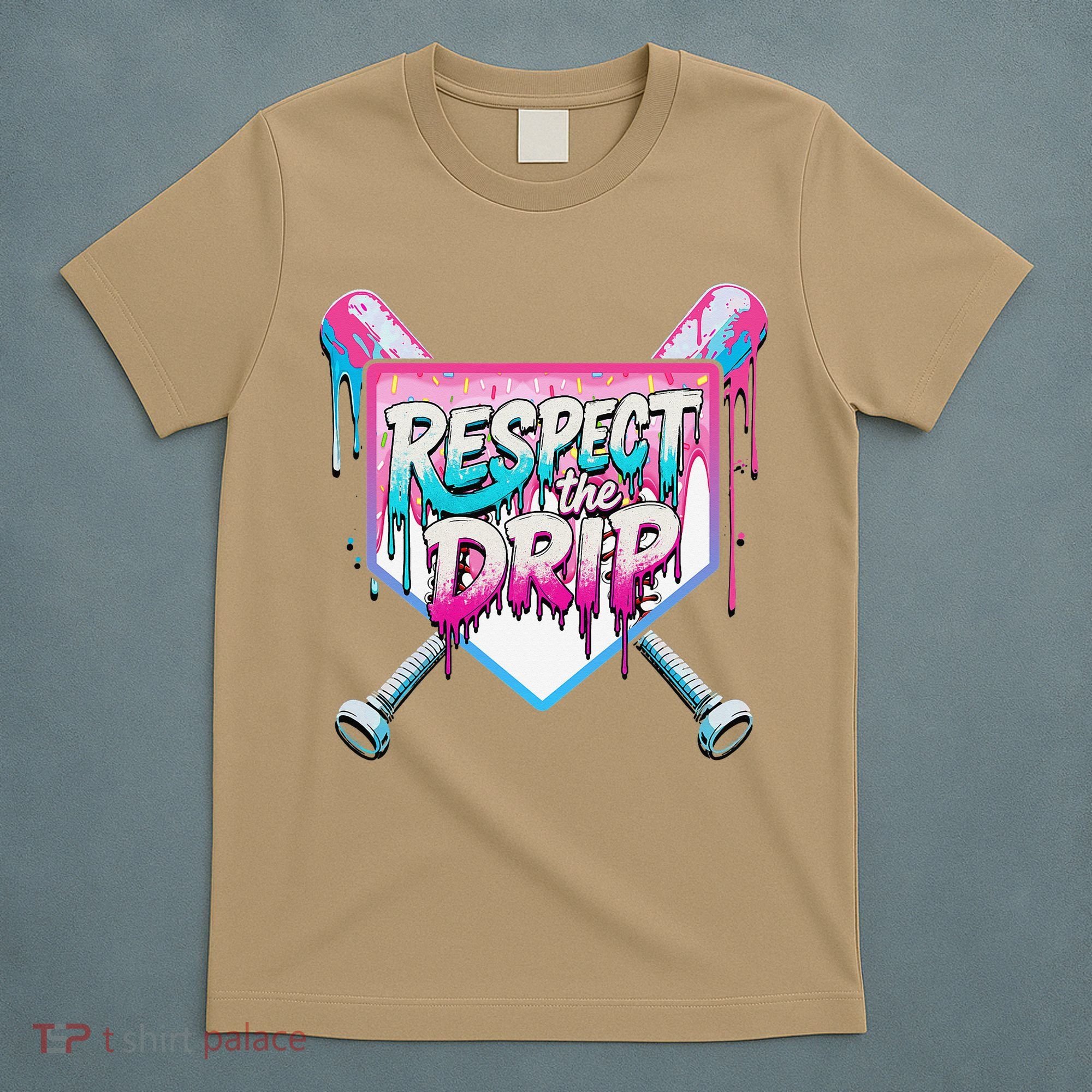 Respect The Drip Ice Cream Dripping Baseball Home Plate T-Shirt