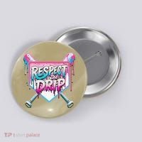Respect The Drip Ice Cream Dripping Baseball Home Plate Button thumb 0