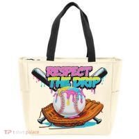 Respect The Drip Baseball Bat Glove Ice Cream Drip Tote Bag thumb 0