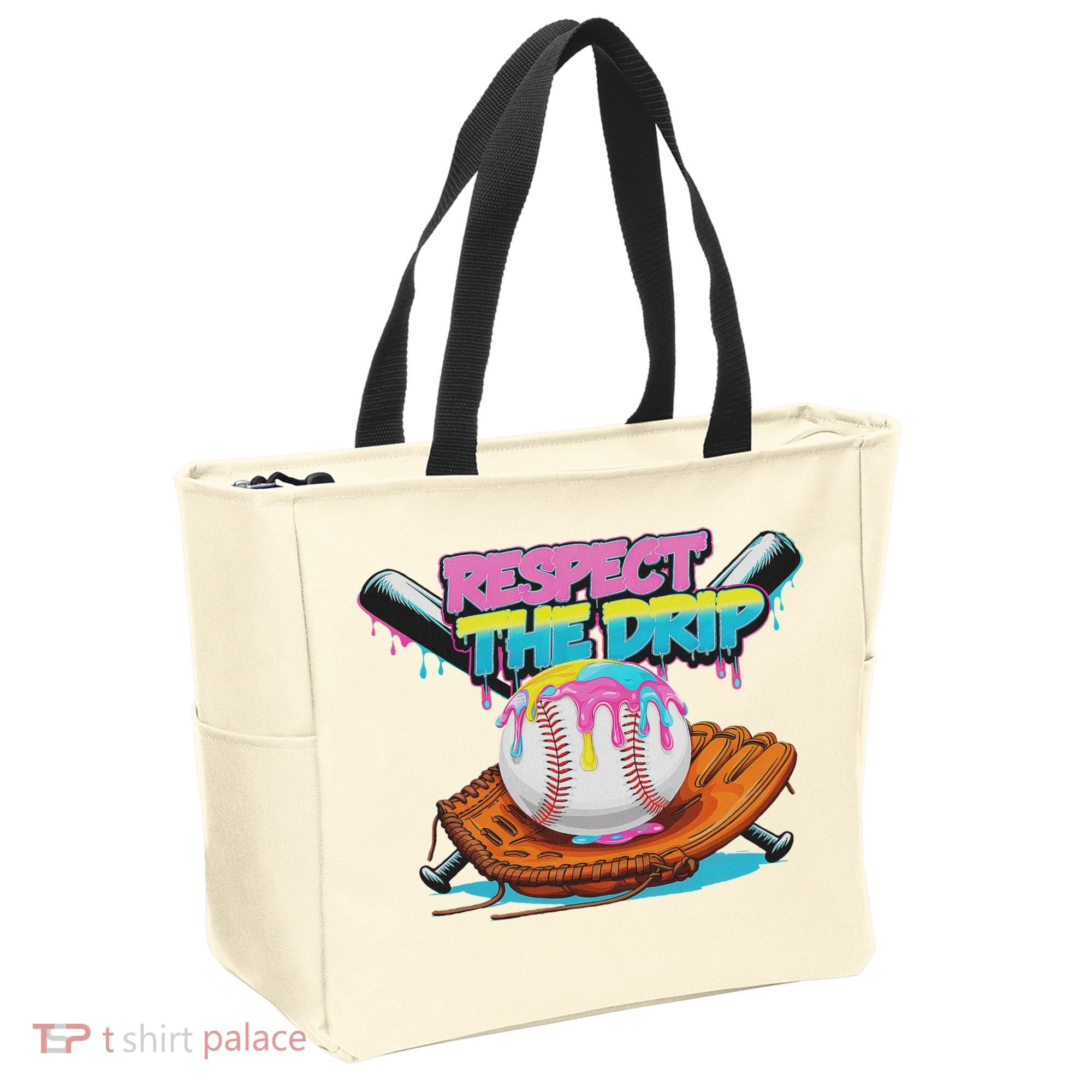 Respect The Drip Baseball Bat Glove Ice Cream Drip Tote Bag