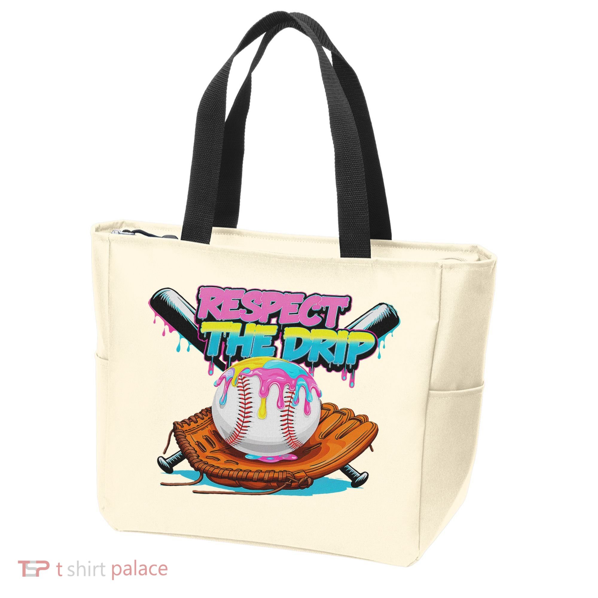 Respect The Drip Baseball Bat Glove Ice Cream Drip Tote Bag