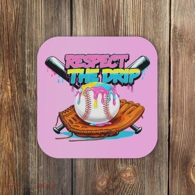 Respect The Drip Baseball Bat Glove Ice Cream Drip Coaster