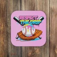 Respect The Drip Baseball Bat Glove Ice Cream Drip Coaster thumb 0