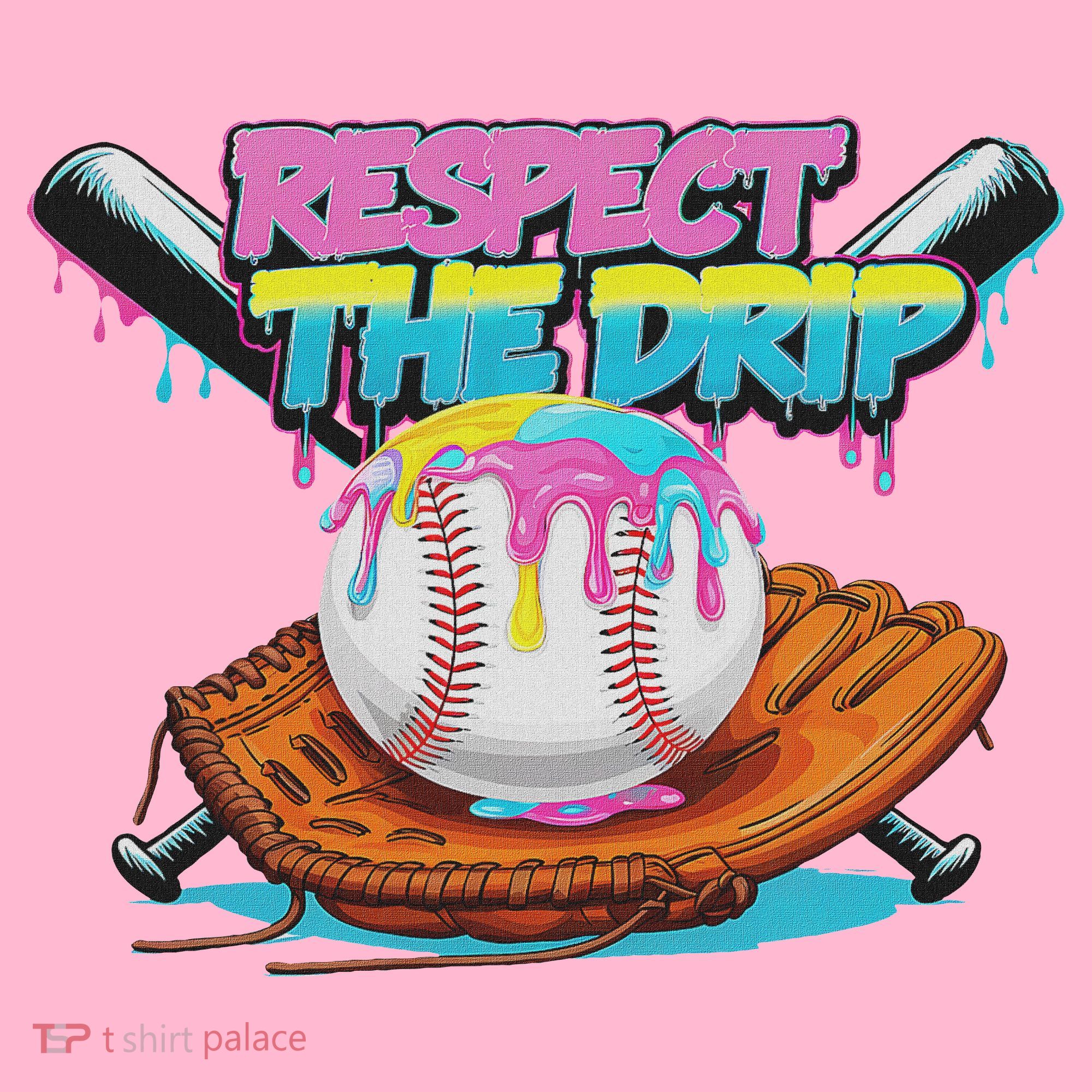 Respect The Drip Baseball Bat Glove Ice Cream Drip Coaster