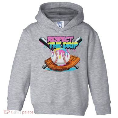 Respect The Drip Baseball Bat Glove Ice Cream Drip Toddler Hoodie