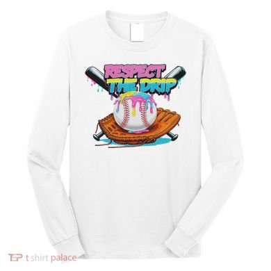 Respect The Drip Baseball Bat Glove Ice Cream Drip Long Sleeve Shirt