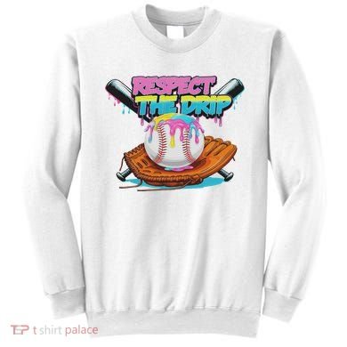 Respect The Drip Baseball Bat Glove Ice Cream Drip Sweatshirt