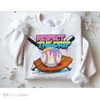 Respect The Drip Baseball Bat Glove Ice Cream Drip Sweatshirt thumb 2