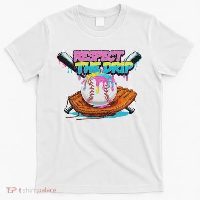 Respect The Drip Baseball Bat Glove Ice Cream Drip T-Shirt