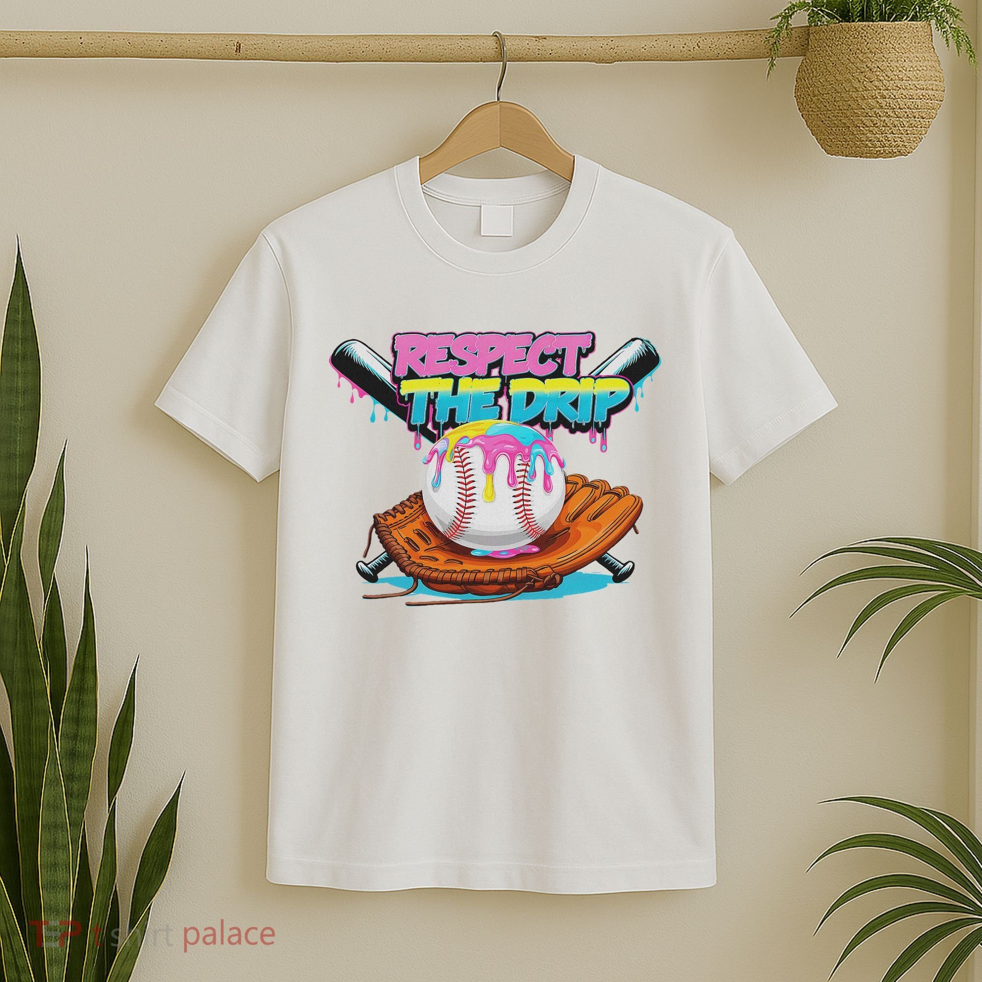 Respect The Drip Baseball Bat Glove Ice Cream Drip T-Shirt