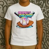 Respect The Drip Baseball Bat Glove Ice Cream Drip T-Shirt thumb 3