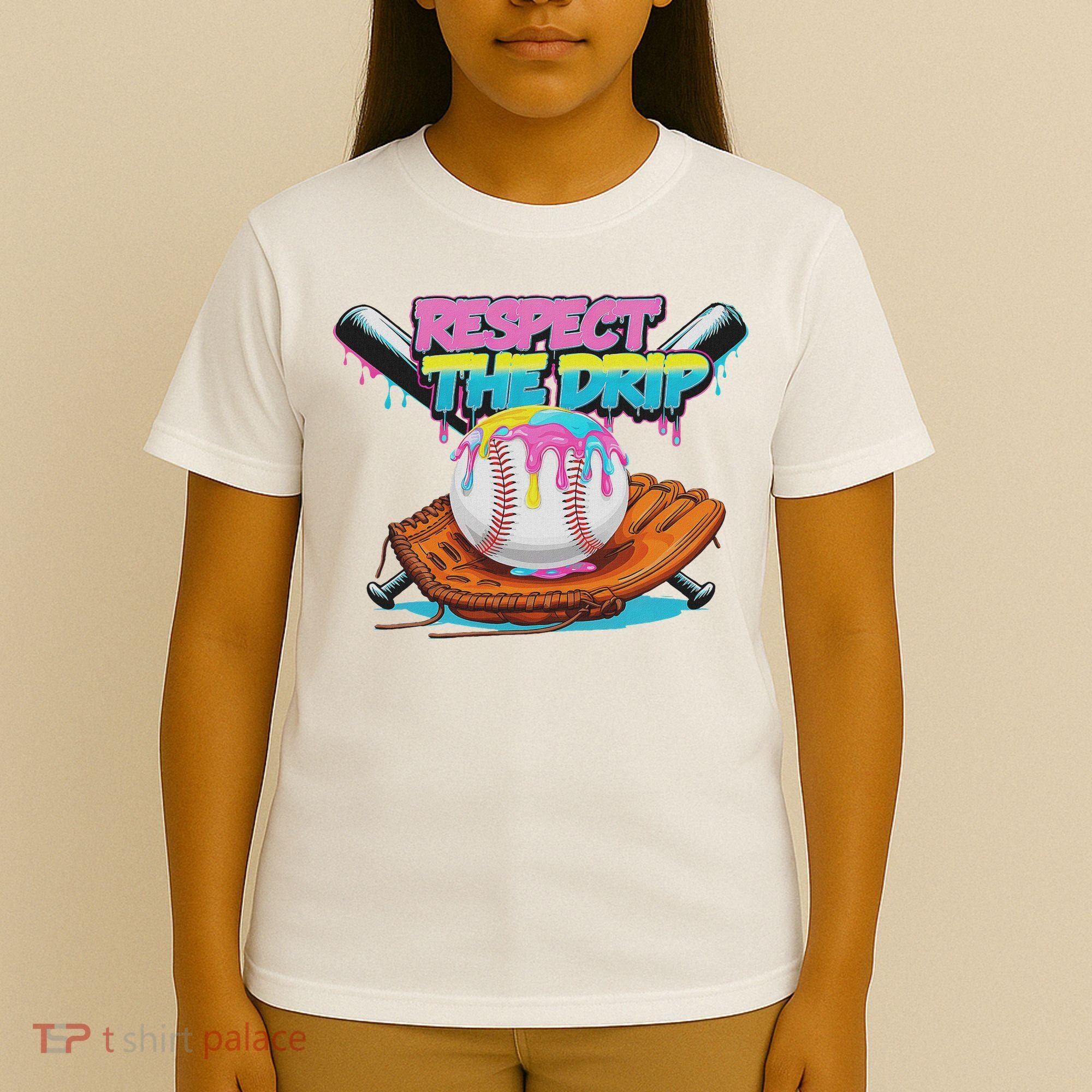 Respect The Drip Baseball Bat Glove Ice Cream Drip T-Shirt