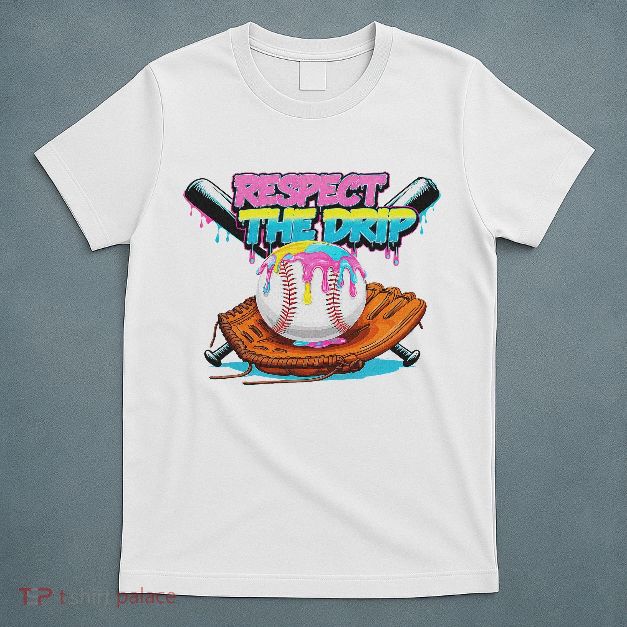 Respect The Drip Baseball Bat Glove Ice Cream Drip T-Shirt