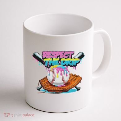 Respect The Drip Baseball Bat Glove Ice Cream Drip Coffee Mug back