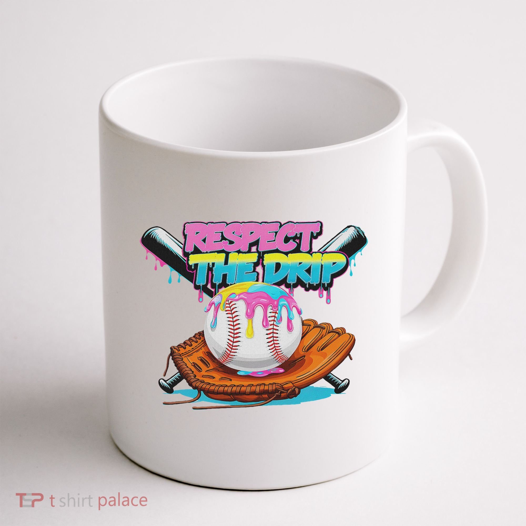 Respect The Drip Baseball Bat Glove Ice Cream Drip Coffee Mug