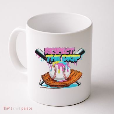 Respect The Drip Baseball Bat Glove Ice Cream Drip Coffee Mug