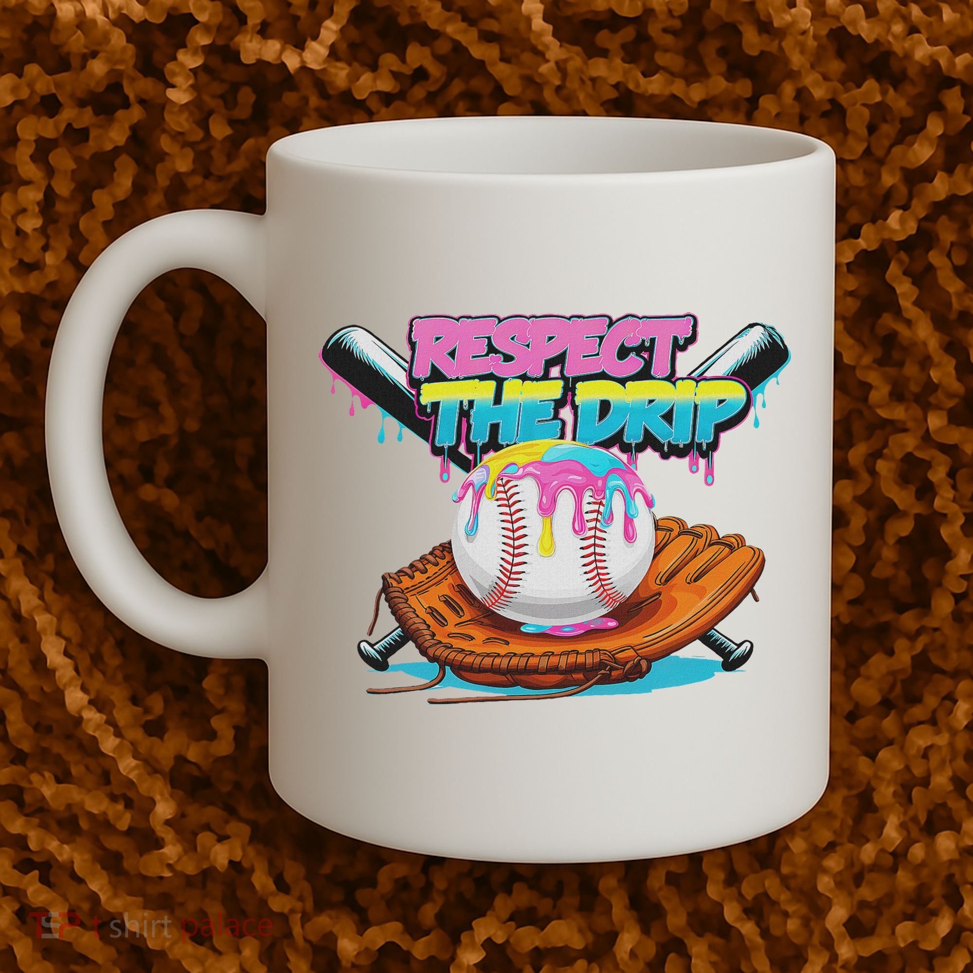 Respect The Drip Baseball Bat Glove Ice Cream Drip Coffee Mug