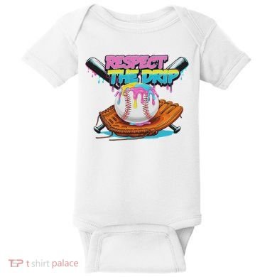 Respect The Drip Baseball Bat Glove Ice Cream Drip Baby Bodysuit