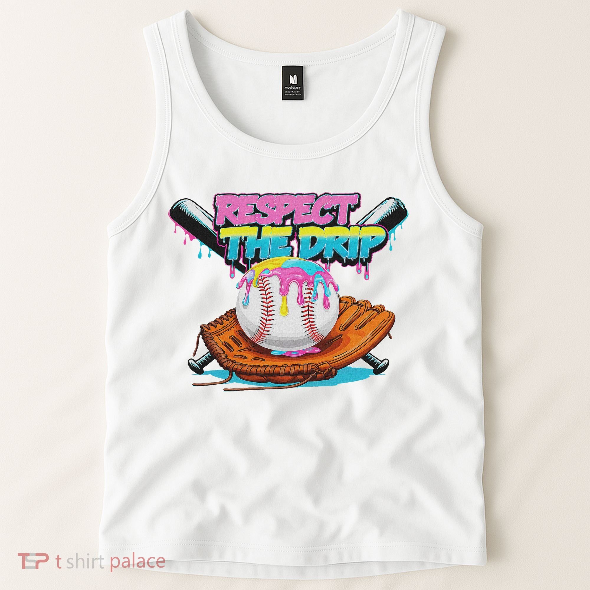 Respect The Drip Baseball Bat Glove Ice Cream Drip Tank Top