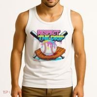 Respect The Drip Baseball Bat Glove Ice Cream Drip Tank Top thumb 3
