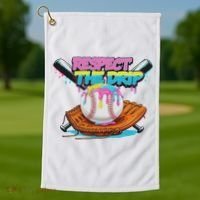 Respect The Drip Baseball Bat Glove Ice Cream Drip Golf Towel thumb 1