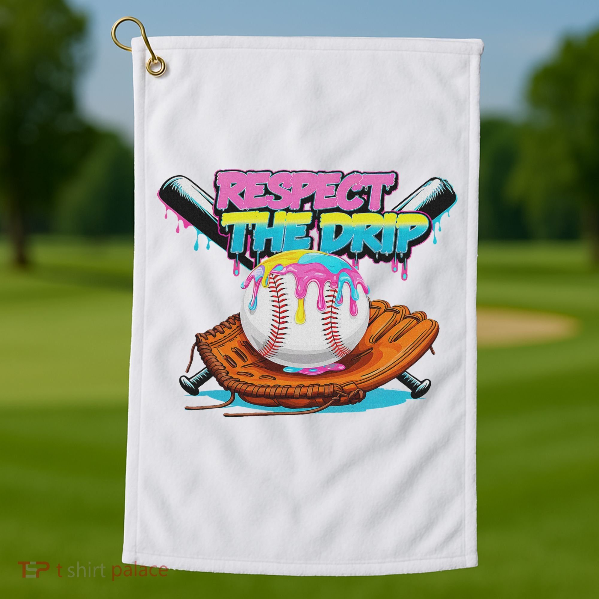 Respect The Drip Baseball Bat Glove Ice Cream Drip Golf Towel