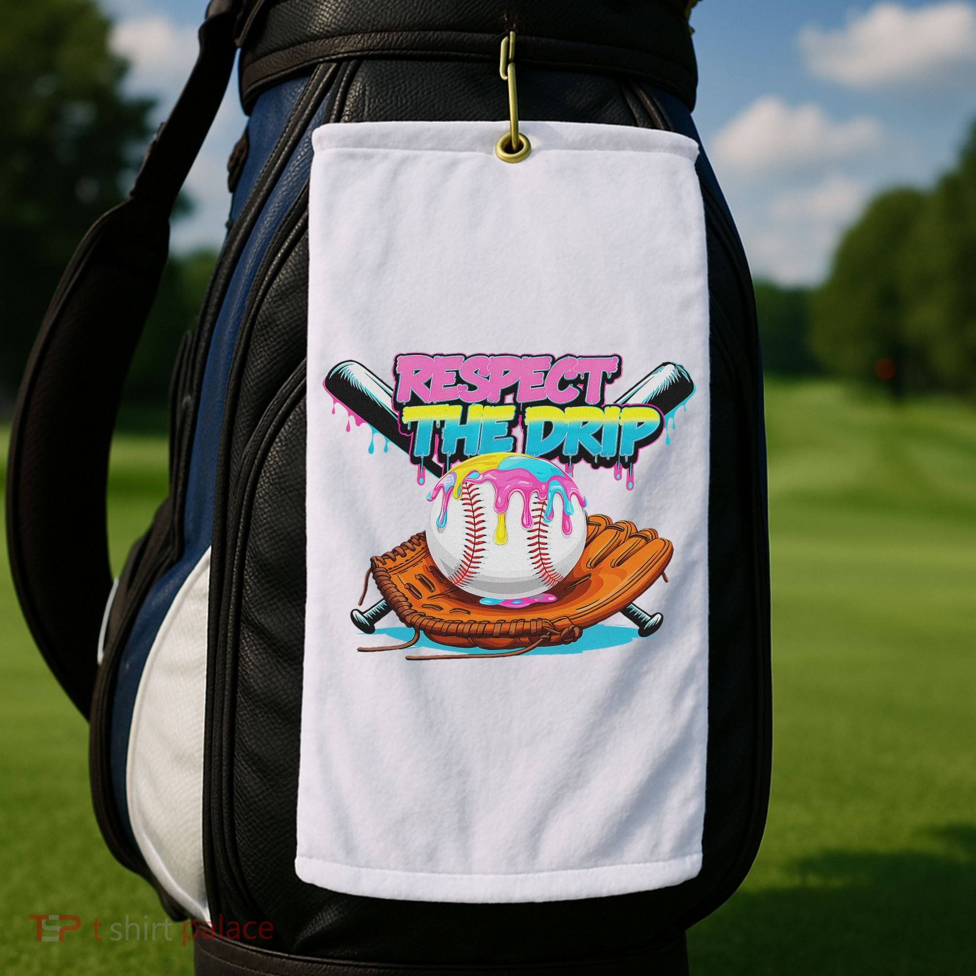 Respect The Drip Baseball Bat Glove Ice Cream Drip Golf Towel