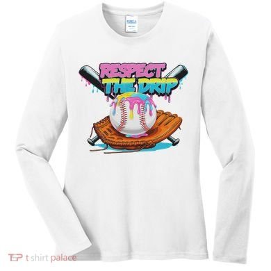 Respect The Drip Baseball Bat Glove Ice Cream Drip Women's Long Sleeve Shirt
